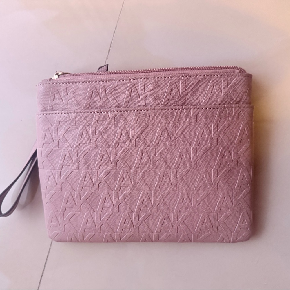 Anne Klein Embossed Pink Wristlet Clutch
